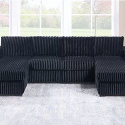 Black Corduroy Sectional Sofa