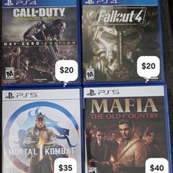 Ps4 Call Of Duty: Modern Warfare,  Ps4 FallOut 4, Ps5 Mortal Kombat 1, Ps5 Mafia: The Old Country