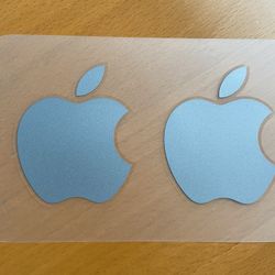 Two Sliver Grey Apple Logo Stickers