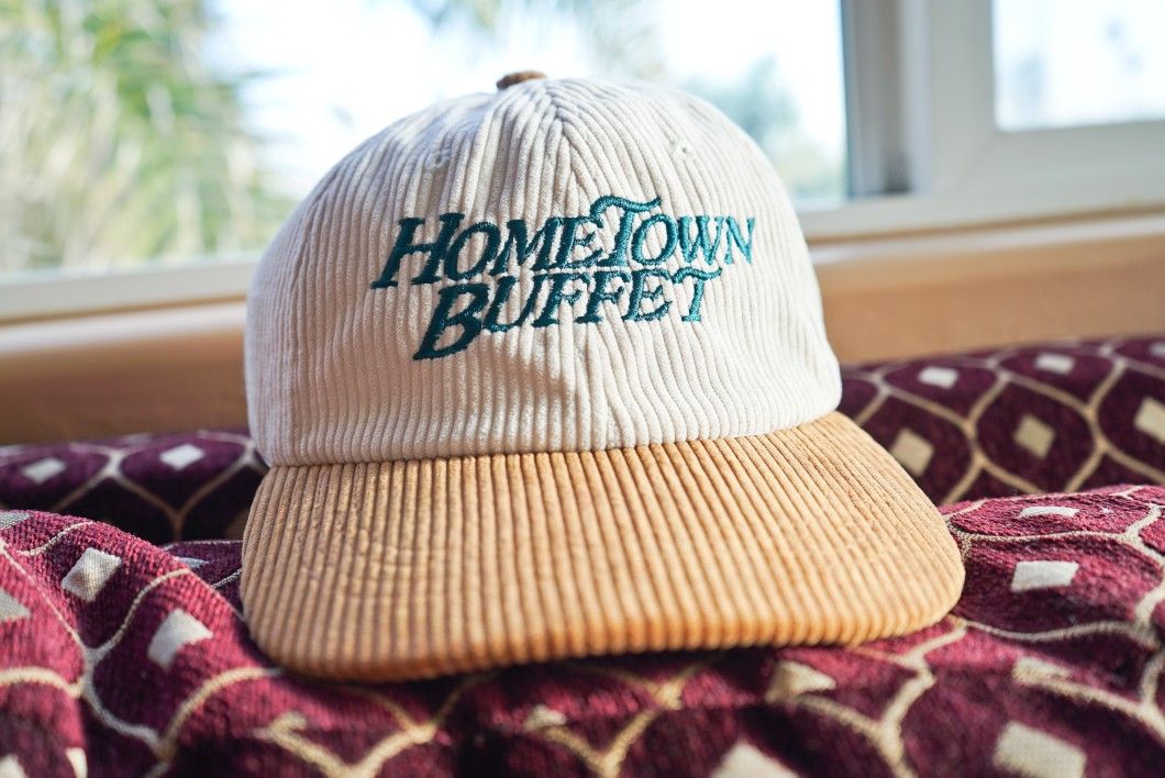 Hometown Buffet, Food, Restaurant, Foodie Gift, Y2K, 90s Embroidered Corduroy Hat