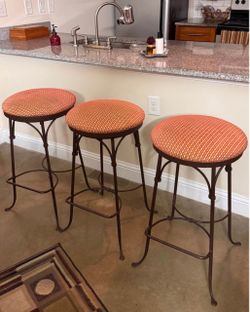 Set of 3 Charleston Forge Wrought Iron Bar Stools – 30”