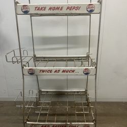 VINTAGE DOUBLE DOT PEPSI COLA DISPLAY RACK 1940S SIGN