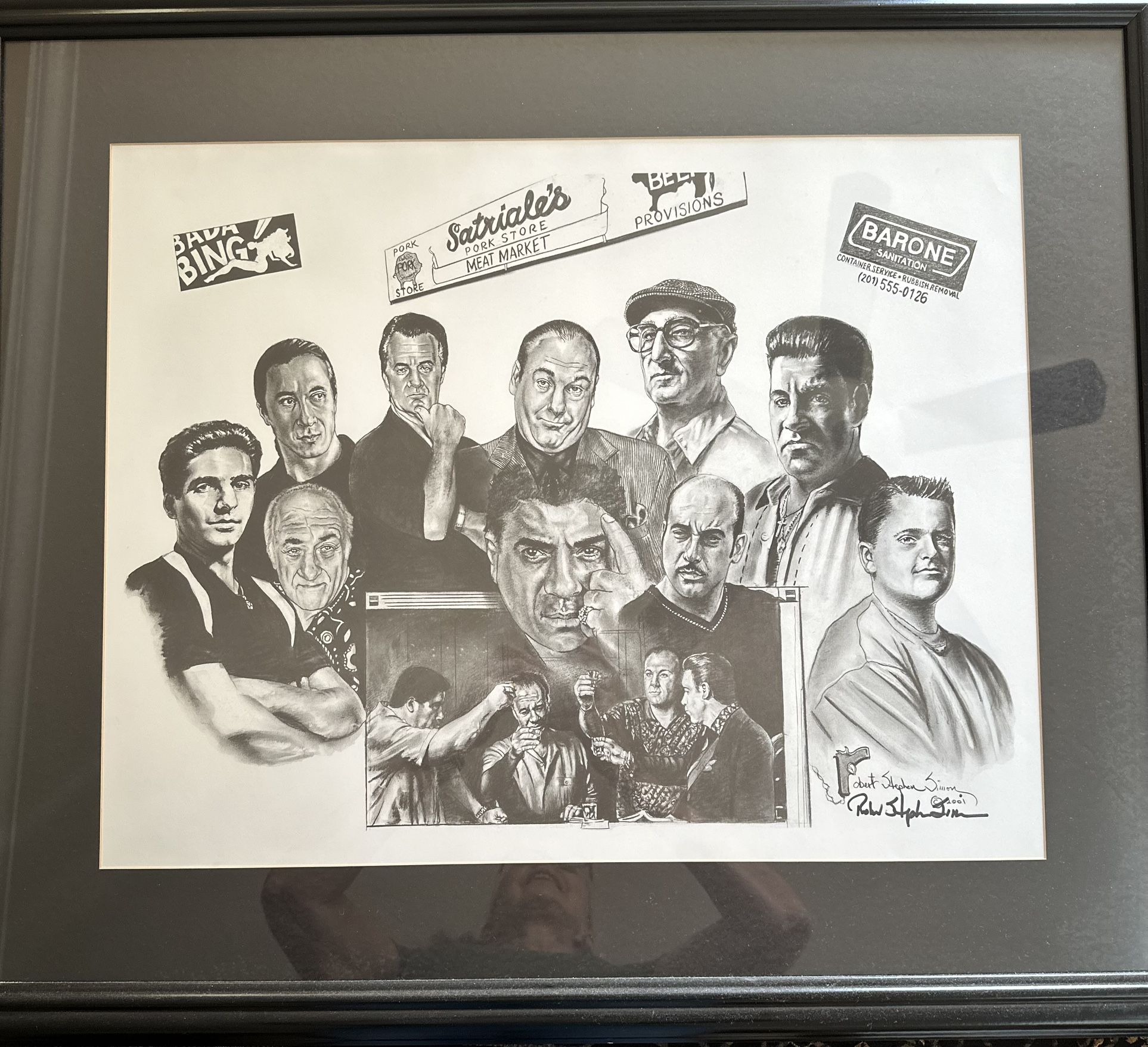 Robert Stephen Simon Pencil Signed 1 Sopranos / 1 GodFather Offset Lithograph