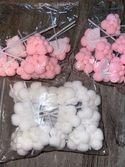 Pink and white cloud cupcake toppers