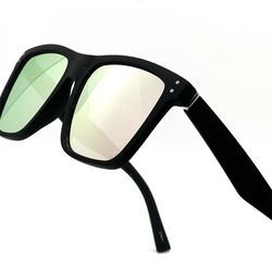 Sunglasses Square Black Frame Classic Retro Driving Fishing Shades Pink Lens