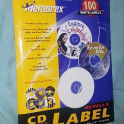 40 Memorex  CD DVD Labels Sheets In Opened 100 White Label Pack