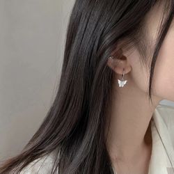 White Gold Plated Butterfly Earrings