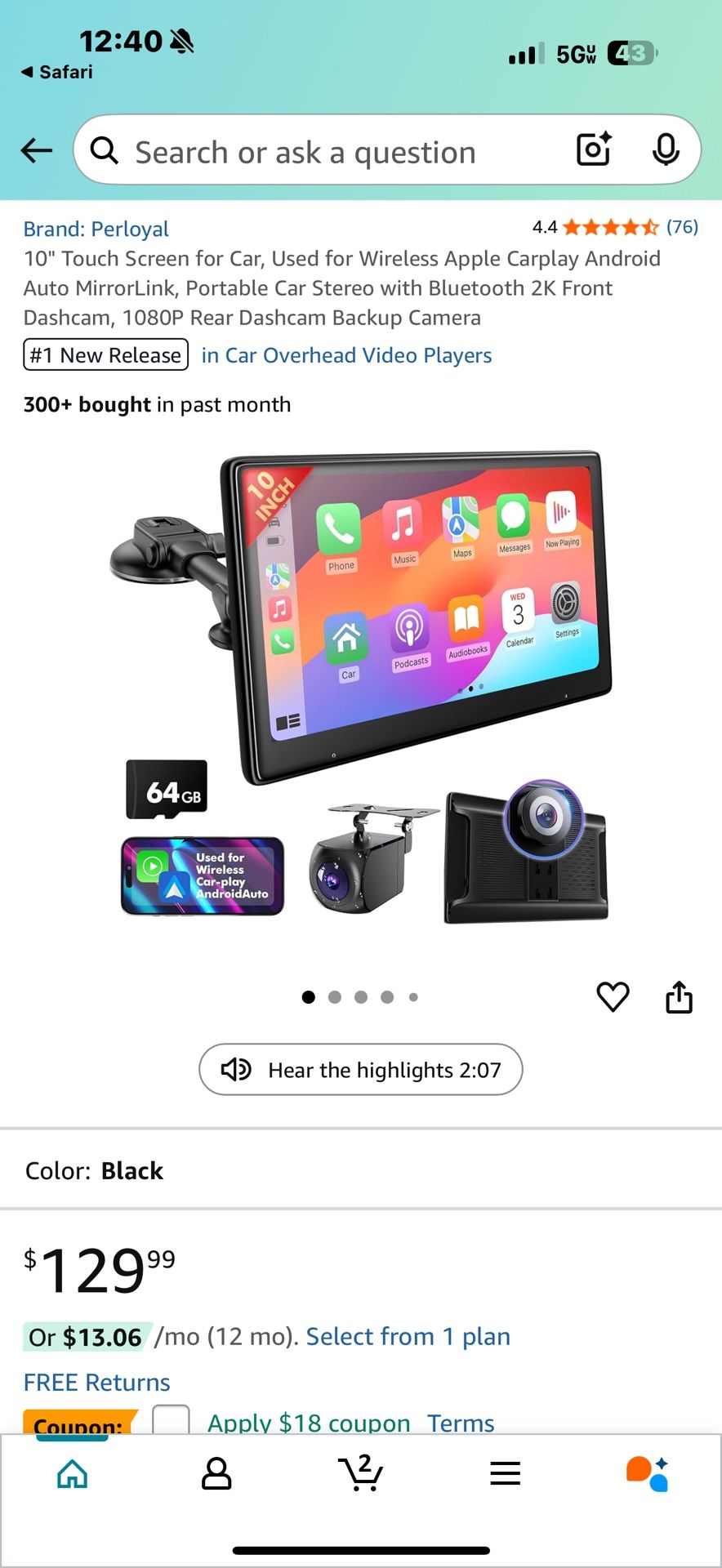 2 portable wireless carplay touchscreen for the price of 1! Please Read Description!