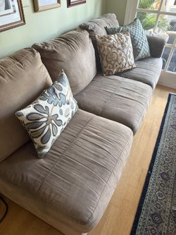 Light Brown Suede Sofa – Great Condition!