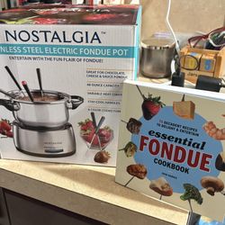 Brand New Fondue Pot and Cookbook 