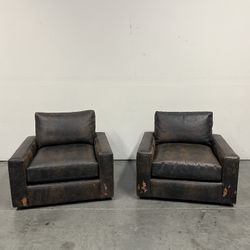 Restoration Hardware, Maxwell Leather Swivel Chairs