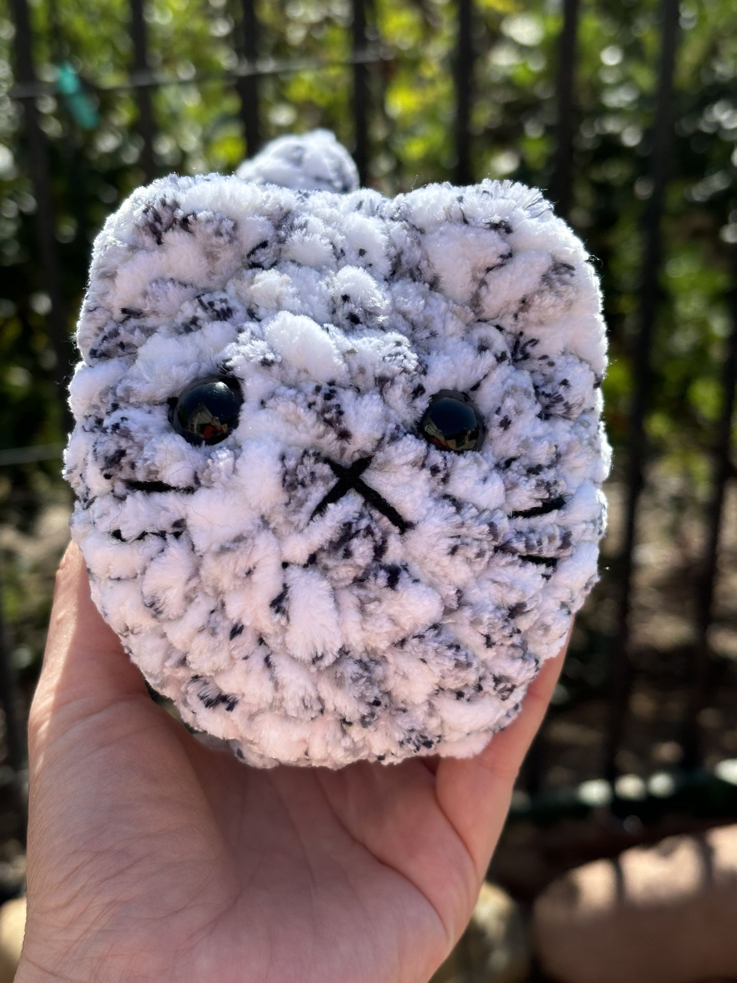 Loaf Cat White And Black Speckled $20 Crochet 🧶 Handmade 🧶