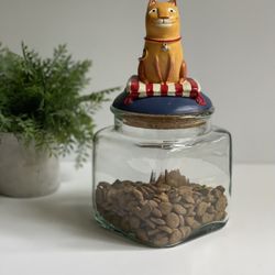 Cat Treat Glass Jar with Resin Lid 