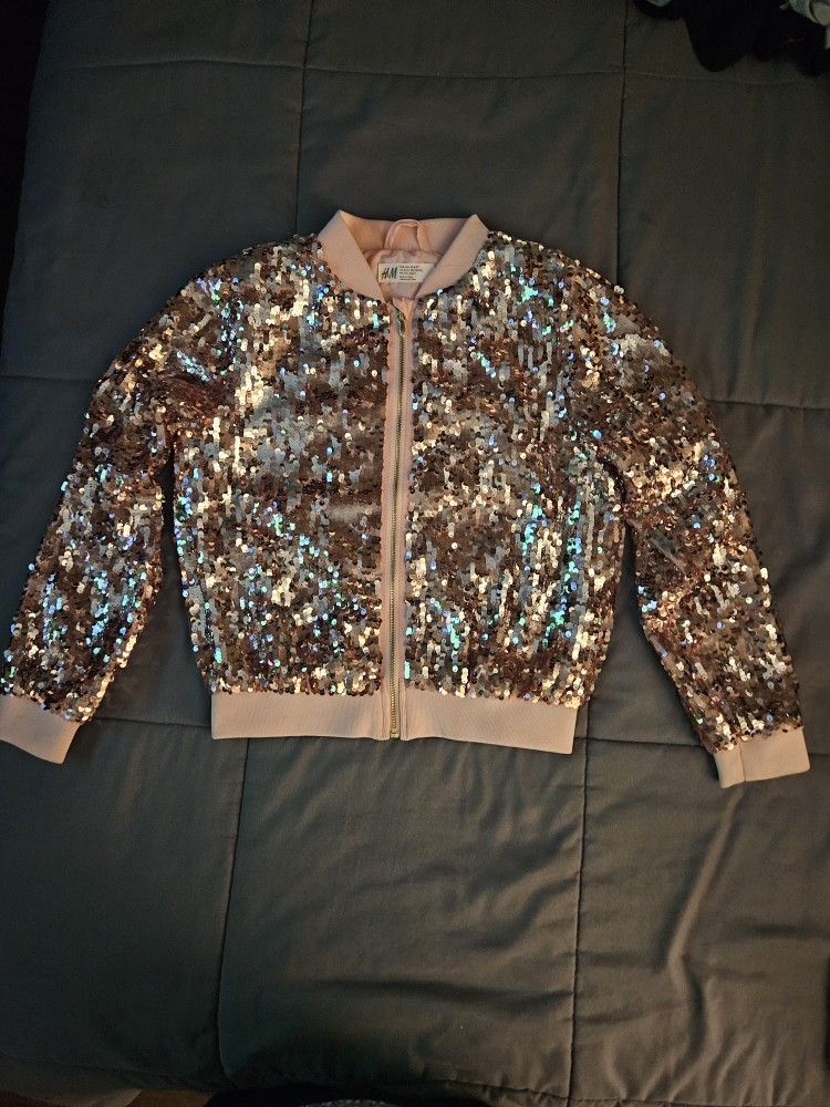 Girls Sequined Bomber Jacket