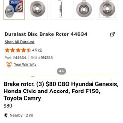 Duralast Brake Rotor. 3 Available. $50 Each Or $125 (3)