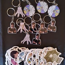 Wednesday Keychains and Stickers 
