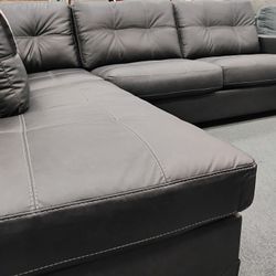 2 Piece Sectional Chocolate/Brown Leather 