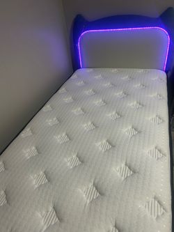 Twin bed with matress with led light