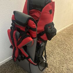 ClevrPlus Cross Country Baby Backpack Carrier, Red, Toddler Hiking Backpack with Comfortable Seat, Adjustable Straps & Belt, Foldable Frame Lightweig