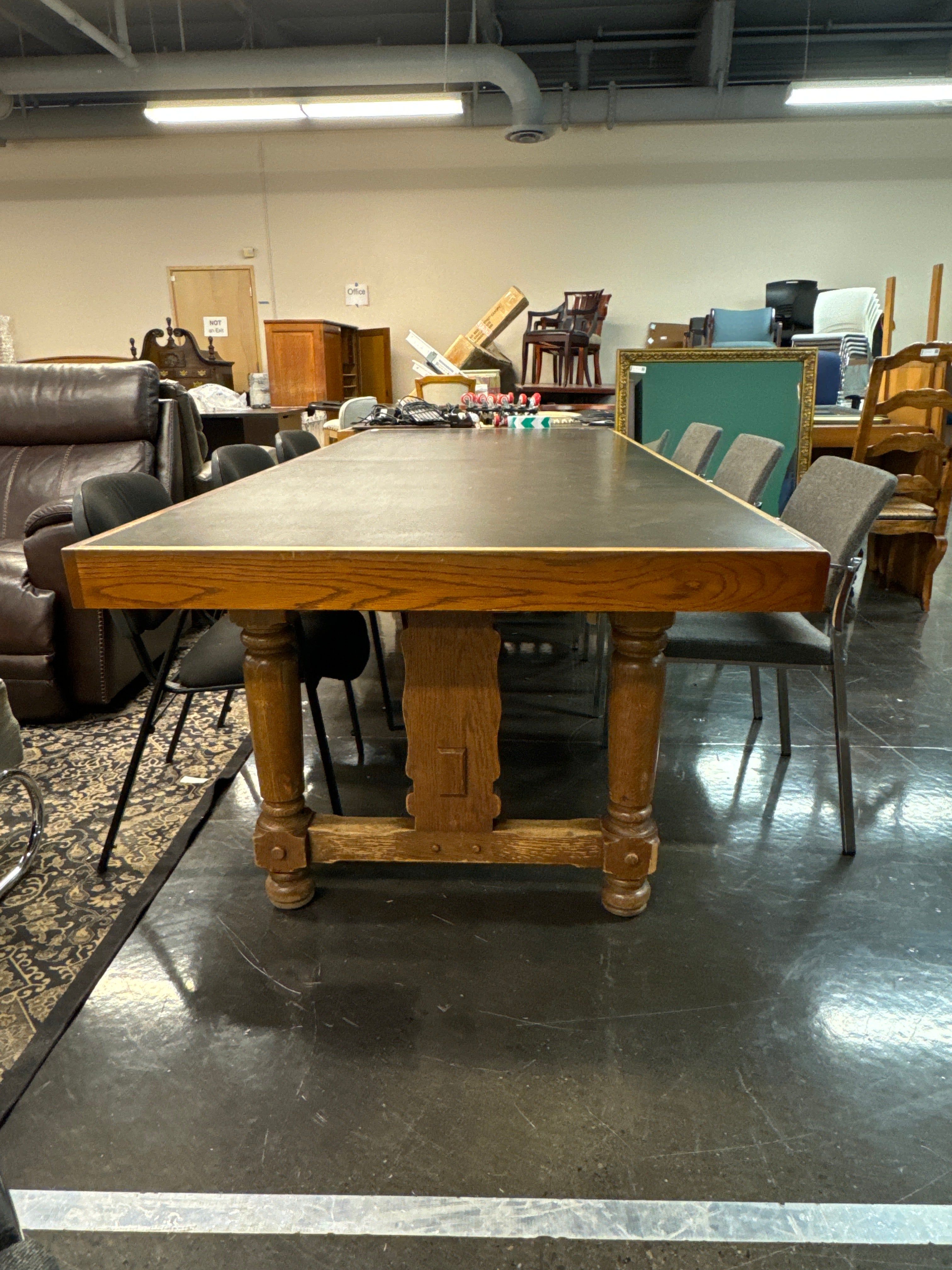 Vintage Large Library Tables Wood w/ Whimsical Details