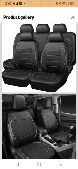 Black and gray piping leather car seat covers , full set (FIRM PRICE)