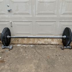 300(+?) Lbs Olympic Barbell And Weight Set with Collars #2