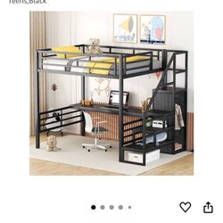 Full Size Loft Bed With Desk And Stairs