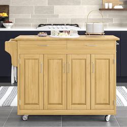 Natural Wood Kitchen Cart
