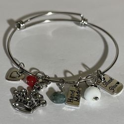 “Queen Of Your Own Journey” Handcrafted Charm Bangle Bracelet 