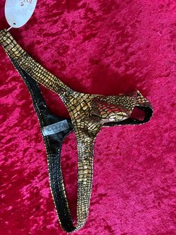 Men's Gold Snakeskin Print Thong
