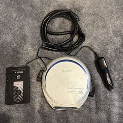 Sony Walkman Portable CD Player D-FJ210 + Car Cassette Adapter + Power Adapter