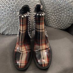Jessica Simpson Plaid Studded Ankle Boot