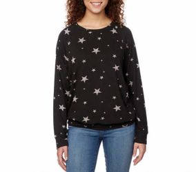 Buffalo David Bitton Women's Soft Cozy Crewneck Sweatshirt SIZE XL Black W/Stars
