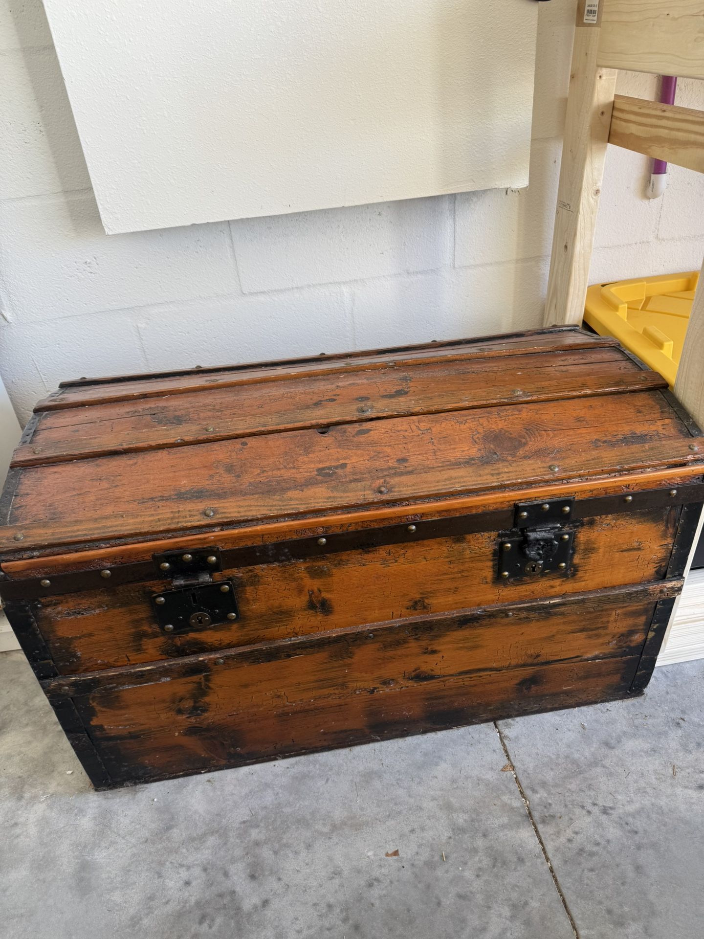 Antique French Wooden Trunk (late 1800s to early 1900s)
