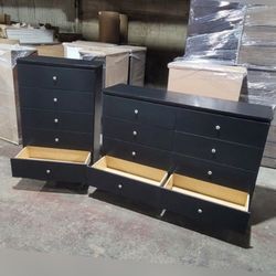 Five and eight drawers dresser with rails / 5 and 8 drawers dresser with rails