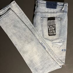 Ksubi ‘Van Winkle Skribed Blu’ Light Blue Denim Jeans