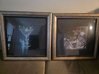 Set of 2 Framed Martini Art Prints