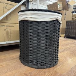 Black Wicker Laundry Basket With Lid