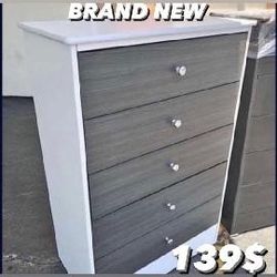 Brand New White&Grey 5 Drawer Dresser