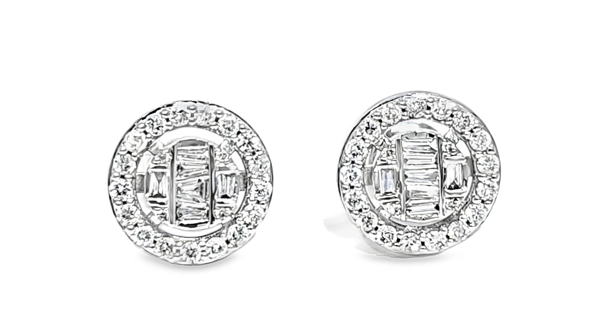 Round Studed Earring 10K White Gold 0.70ctw Natural Diamond