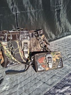 Camouflage rhinestone purse and wallet
