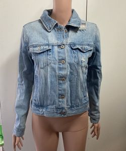 Women's Distressed Jean Jacket Small Forever 21