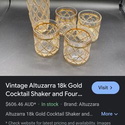 Altuzarra 18k Gold Cocktail Shaker and Glassware - a Set of 8