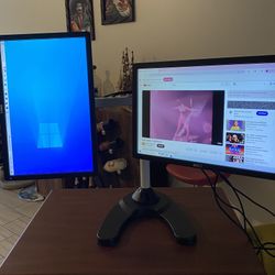 Dell P1913T 19" LCD Monitor  Dual monitor with base Display and  VGA ports.  Ideal for office! Nothing wrong, cables are included.