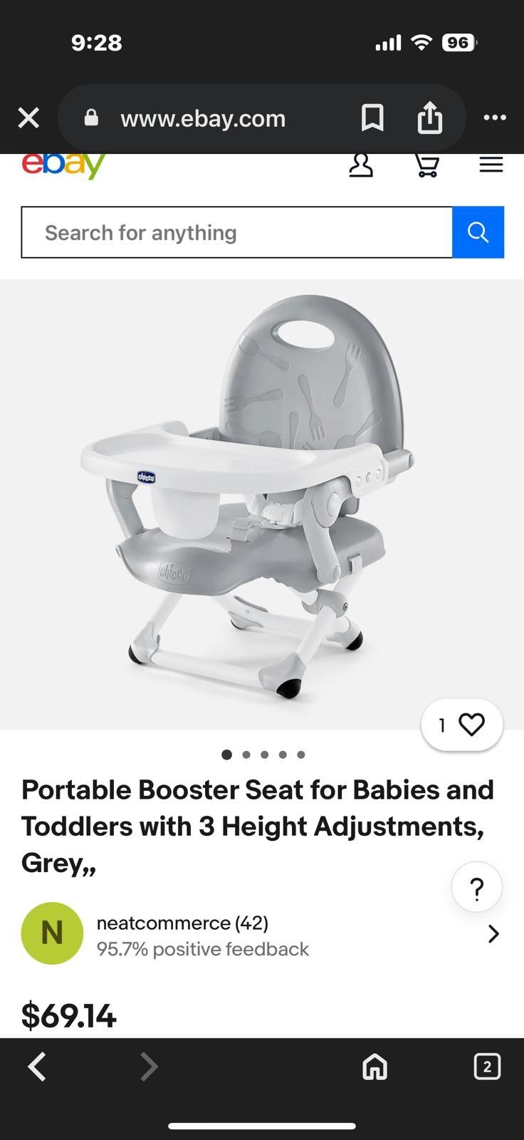 Without Tray; Portable Booster Seat for Babies and Toddlers with 3 Height Adjustments, Grey,,
