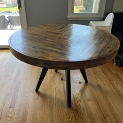 Gently Used Carlo Acacia Round Solid Wood Dining Table
