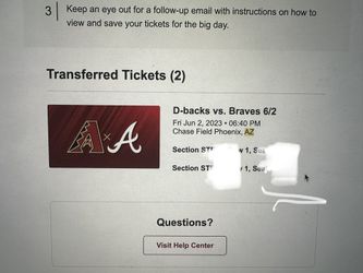 2 DiamondBacks suite Tickets + Parking Vs Braves