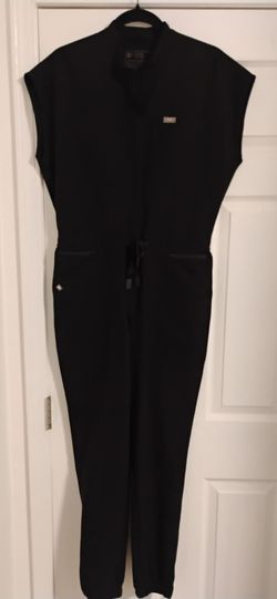 Figs Technical Collection Rafaela Cargo Scrubs Black Jumpsuit in Size Small