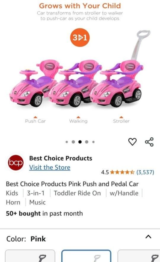Pink Push Car $30