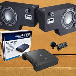 Alpine S Series Truck Enclosure 1200 Watt Dual 8 Inch Subwoofers Mono Amplifier Bass Knob Package 🚨 Payment Options Available 🚨 No Credit Needed 🚨 